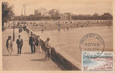 MAXIMUMKARTE 1. TAG ROYAN LE CASINO A LA GRANDE CONCHE 03/07/1954