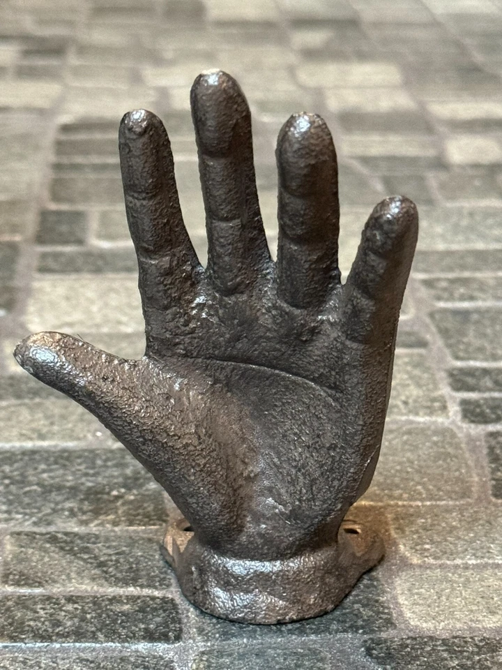 2 Cast Iron Hand Bookends Book Ends Bookshelf Paperweight Rustic Home Decor Stop - Image 3 of 4