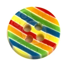 Coogi Multi-Color Striped Plastic Main Button or Sleeve Replacement Button .45"