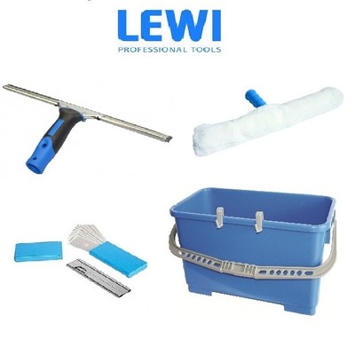 LEWI Premium Set 45 cm Glasreinigung Fensterreinigung Einwascher Abzieher Trim