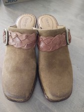 Born Hally Clog Shoes Womens Sz 9M Slip On Suede - leather braid BR0030328