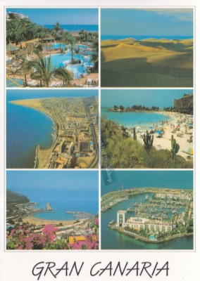 Gran Canaria mehrere Bilder Spanien Postkarte mit GB Briefmarke