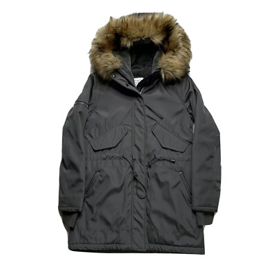 Womens XS SAM Olive Green Faux Fur Hooded Lined Winter Parka