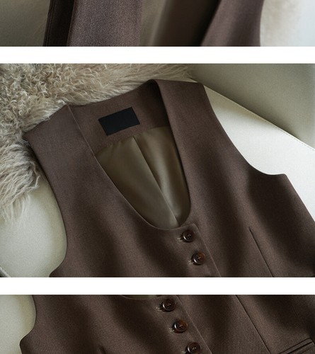 Spring and Autumn Vest Women's Fashion Short Sleeveless Office Gilet Waistcoats - Picture 9 of 14