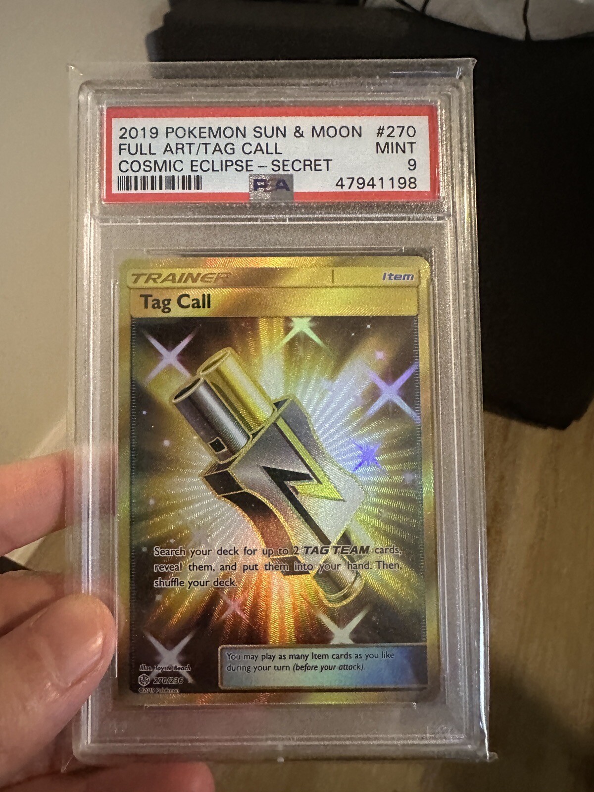 Pokemon TCG: Tag Call - Graded PSA 9 MINT  2019  Cosmic Eclipse #270  F/A  GOLD