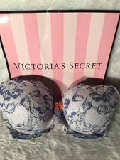 Victoria Secret Body By Victoria Lined Demi White Blue Floral 32 DDD 
