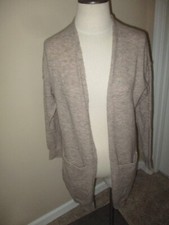 NWT Ladies by Anthropologie Dark Beige Open Duster Cardigan Sweater Size S 130