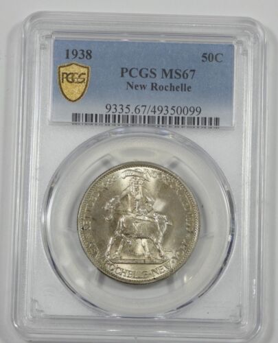 1938 New Rochelle, NY 250th Anniv Silver Commem 50c PCGS Secure Plus MS 67