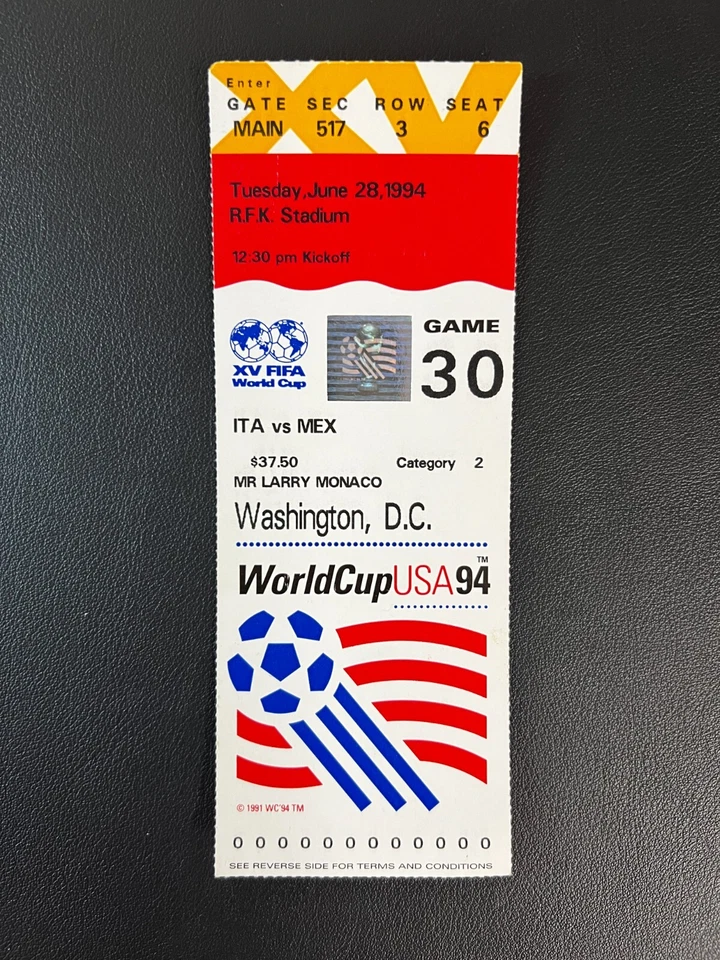 World Cup USA 1994 Set of 5 Tickets for R.F.K. Stadium Belgium Vs. Saudi Arabia - Image 4 of 4
