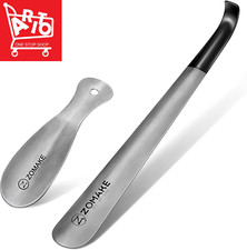 2Pcs Long And Small Shoe Horn Handle Metal Stainless Steel Easy Remover For Men