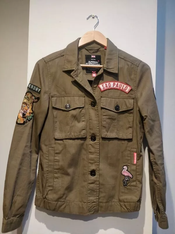 SUPERDRY Women Rookie Patch Military Shirt Jacket Size Small S 8 Sao Paulo
