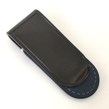 COACH Money Clip, Leather, Gunmetal, Denim, 2.5x1" CM180