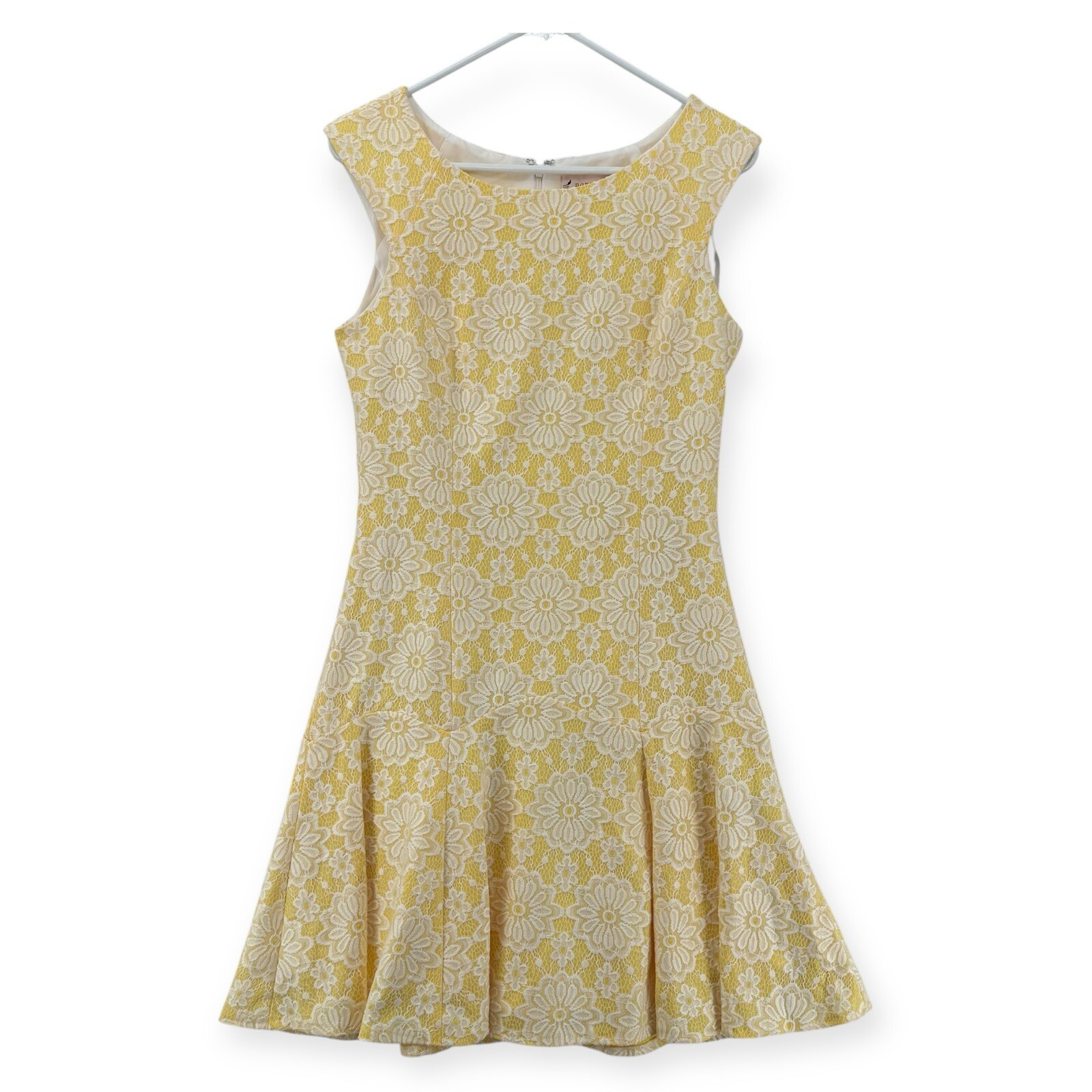 NWT Nanette Lepore Dress Womens Size 4 Yellow Floral Lace Bella Donna Sleeveless
