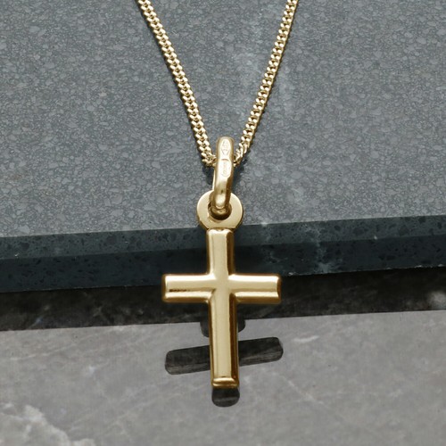 375 COLGANTE CRUZ PEQUEÑA ORO SÓLIDO 9CT NIÑO/DAMAS CON OPCIONES DE CADENA - Imagen 6 de 8
