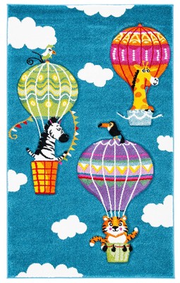 Carousel Collection Accent Rug - 2' x 3', Blue & Green, Non-Shedding & Easy C...