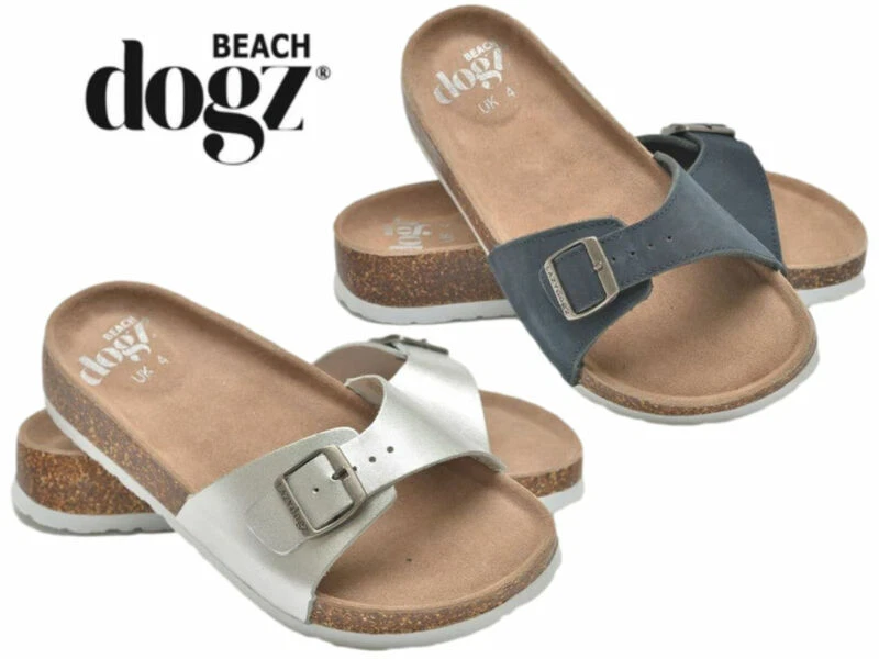 Ladies Beach Dogz Sandals Footbed Sliders Suede Nubuck Memory Foam Summer Shoes