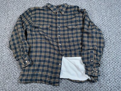 VTG Grunge Thermal Lined Flannel Shirt Jacket Adult XL Green