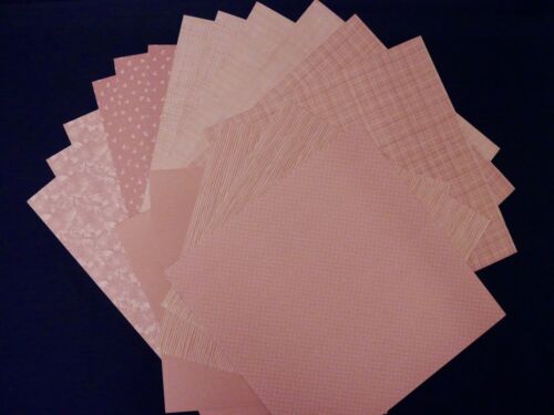 17 Paper Sheets 12x12" Mauve Pink Dots Stripes Plaids Scrapbooking Cards P83 - Afbeelding 1 van 6