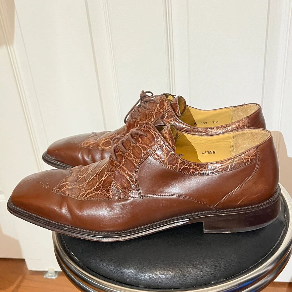 MEZLAN Leather Genuine Crocodile Alligator Loafers Shoes Boots 13 Vintage - Image 3 of 4