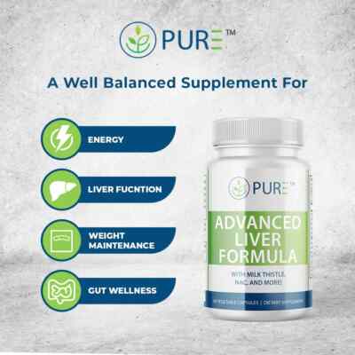 PURE Advanced Liver Formula, Milk Thistle, NAC, Liver Detox, 60 Caps, USA!