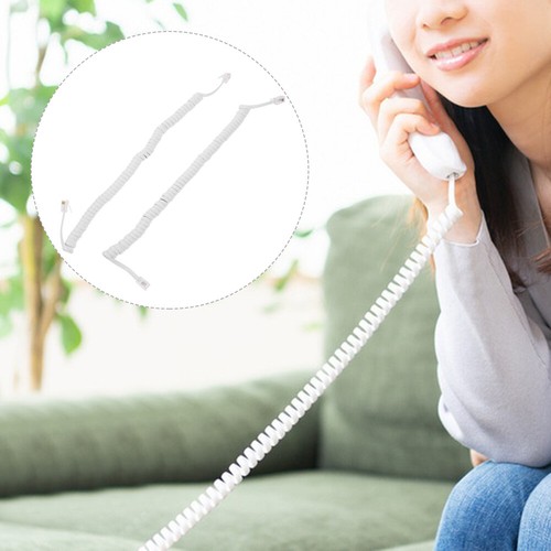 2 Pcs Telephone Cable Adjustable Cord Call Cables Coiled Cords