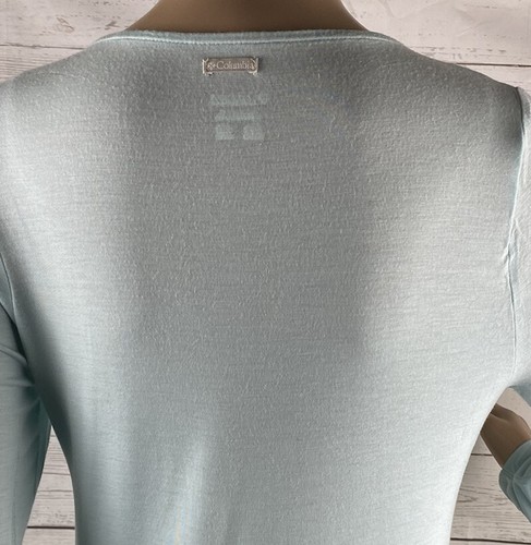 Columbia Shirt XS Pale Blue V-Neck Long Sleeve Casual Extra Soft Modal Blend Top - Picture 10 of 12