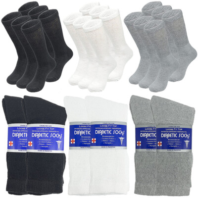 3-12 Pairs Mens Womens Health Circulatory Diabetic Crew Cotton Socks Size 9-15