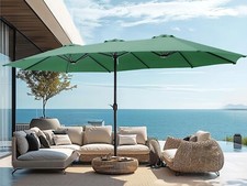 15ft Large Outdoor Patio Umbrella Double-Sided Market Umbrella w/ Umbrella Base