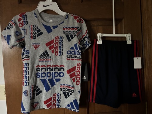 BRAND NEW Little Boys Size 7 adidas 2-piece Short Set