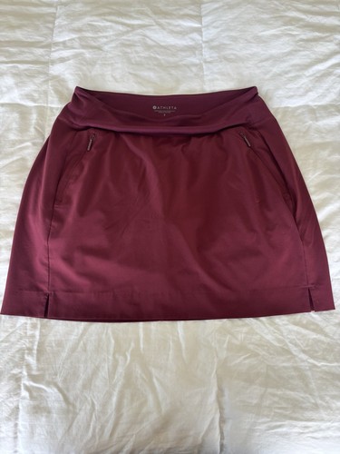 Athleta Women’s Burgundy Athletic Skort 2 Pull-On Stretch Zip Pocket