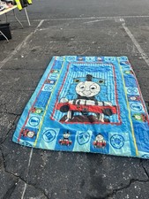 Thomas the Tank Engine Twin Size Flat Sheet Blue Train Full Steam Ahead