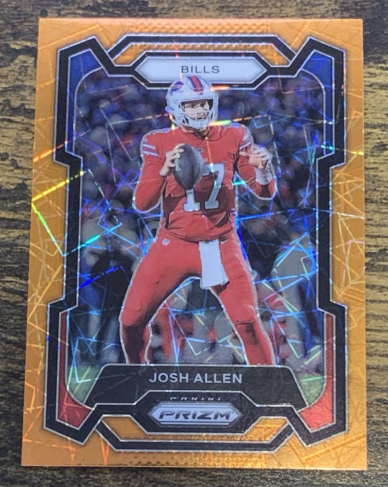 Josh Allen - 2023 Panini Prizm Football ORANGE LAZER PRIZM - #32 - Buffalo Bills