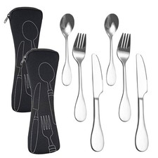 8 PCS Bariatric Plates Portion Control Flatware Spoons Forks Knives Set Bag