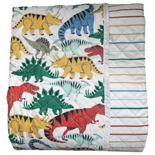 Big One Dinosaur Full Queen Quilt and Shams Set, Colorful Dino Comforter
