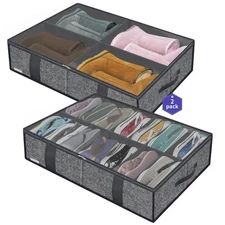 Large Under Bed Boots Shoes Storage Organizer Set of 2 (14+4 Pairs), Durable ...