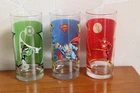 3 COLLECTIBLE GLASSES QUICK DC COMIC / FLASH GORDON SUPERMAN GREEN LANTERN