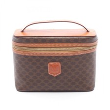 CELINE Macadam Vanity Handbag PVC coated canvas leather Brown Used Women
