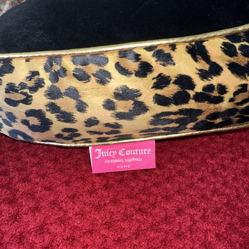 Juicy Couture schwarz/braun/gold Leopardenmuster Herz dekoratives Überwurf Kissen 18 Zoll - Bild 2 von 8