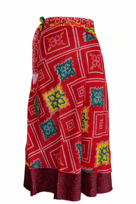 Indian Silk Sari Wrap Boho Hippie Long Festival Beach Skirt  Reversible UC-47