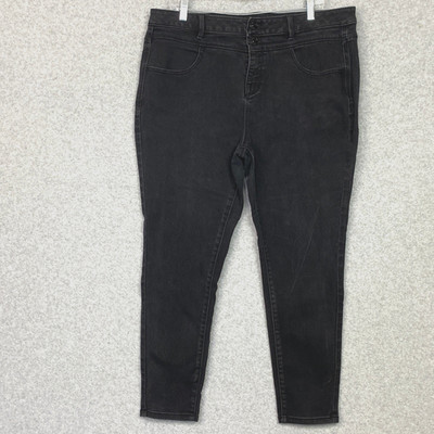 Curve Appeal Jeans Womens 16W Black Skinny Total Control High Rise Stretch Ankle