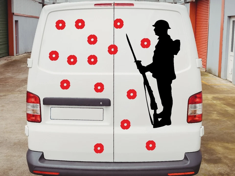 Lest We Forget Remembrance Day Stickers Poppy Soldier Patriotic Car Vinyl Quote - Image 2 of 4
