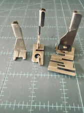 3 Vintage SINGER Slant Shank Presser Feet - Hemmer, Edgestitcher, Button Foot