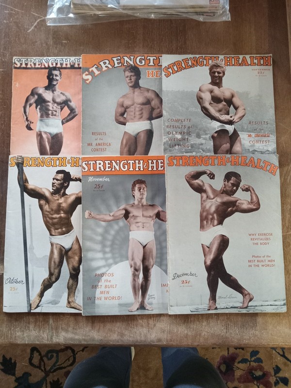 STRENGTH & HEALTH 1948 SIX VINTAGE MUSCLE MAN WEIGHTLIFTING FITNESS MAGAZINES