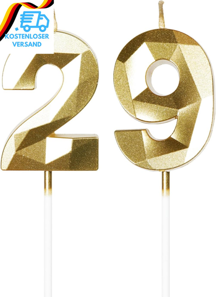 Yiran Kerzen Zum 29. Geburtstag, Zahl 29, Goldene Kerze FüR Kuchen, Festliche Ke-image