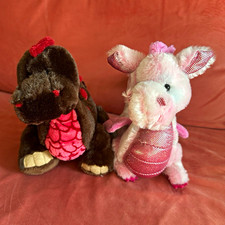 Webkinz Lot of 2 Whimsy Dragon  Cocoa Dinosaur Plush Retired No Code Fantasy
