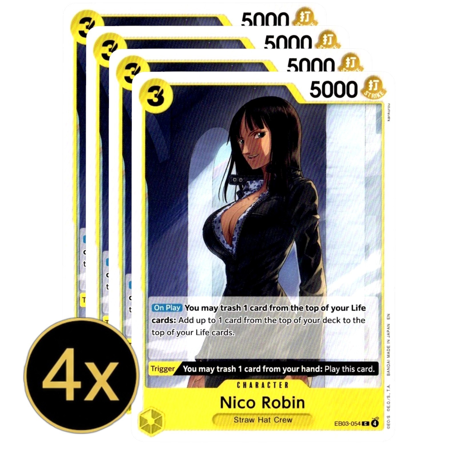 4x Nico Robin (054) EB-03 One Piece Playset NM #EB03-054