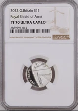 5/0 TOP POP 2022 Great Britain Silver Penny Royal Shield Proof NGC PF 70