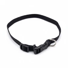 Adjustable Black Nylon Dog Collar With Quick-Release Buckle 10.5-17.5 Inch For S