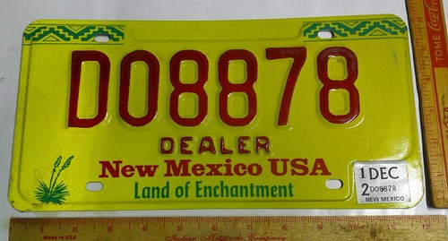 1990s New Mexico Dealer license plate collectible old NM garage memorabilia