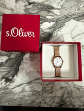 s.Oliver Damen Armbanduhr Analog roségoldfarben weißes Zifferblatt mit Box